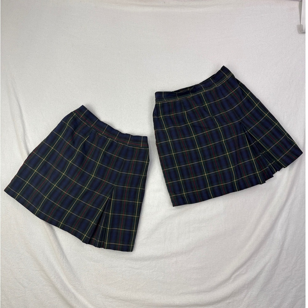 Parker Girls Plaid School Uniform‎ Skorts Navy Green Set of 2 Size 8 5039